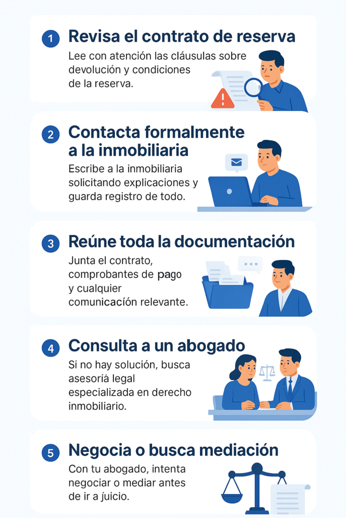 Pasos para solicitar la devolución de una reserva ante la inmobiliaria